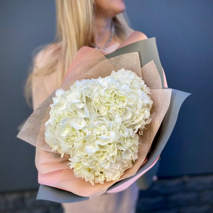 Букет из трёх белых гортензий в Петрозаводске