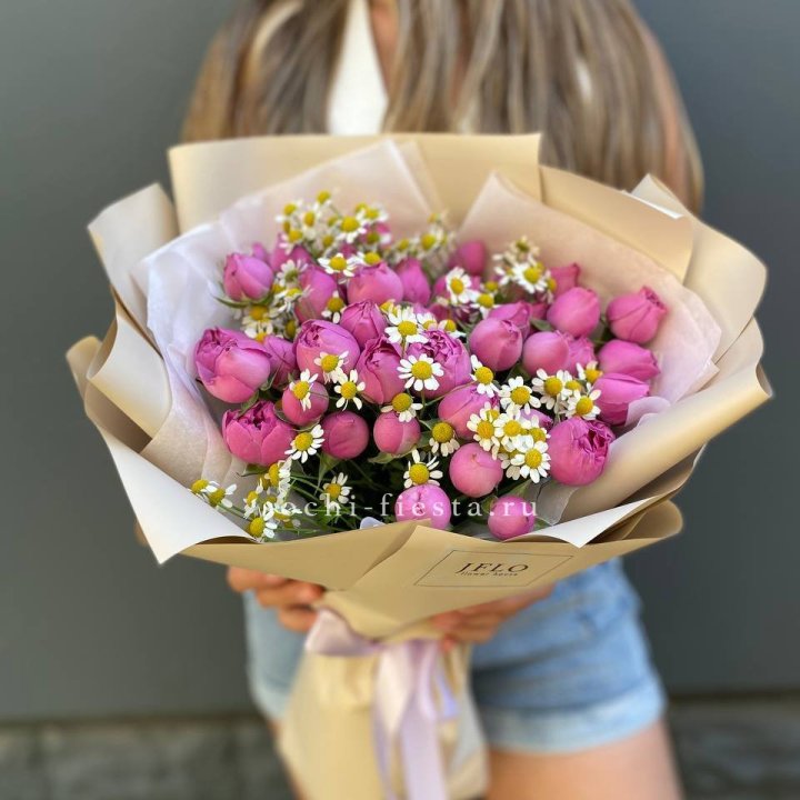 Дуобукет мисти с ромашками  в Петрозаводске