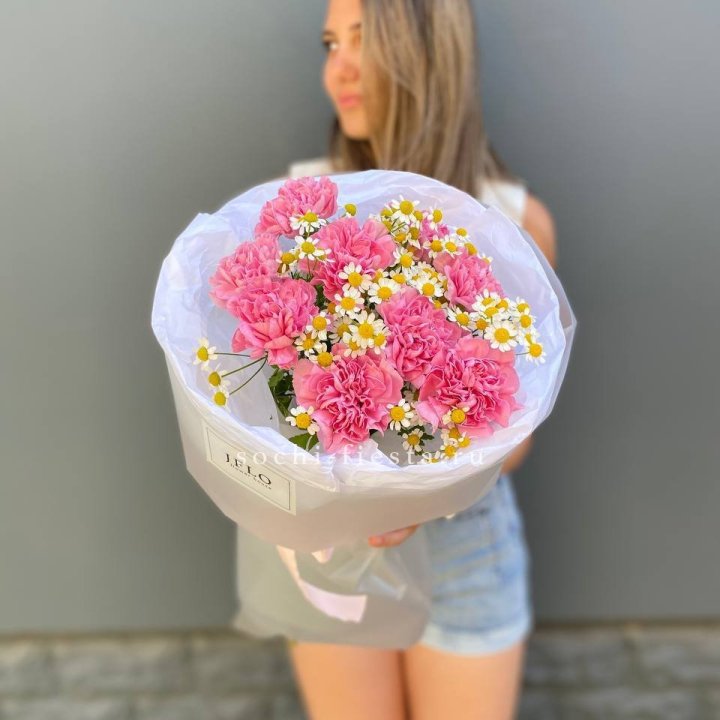 Дуобукет диантусов и ромашек в Петрозаводске