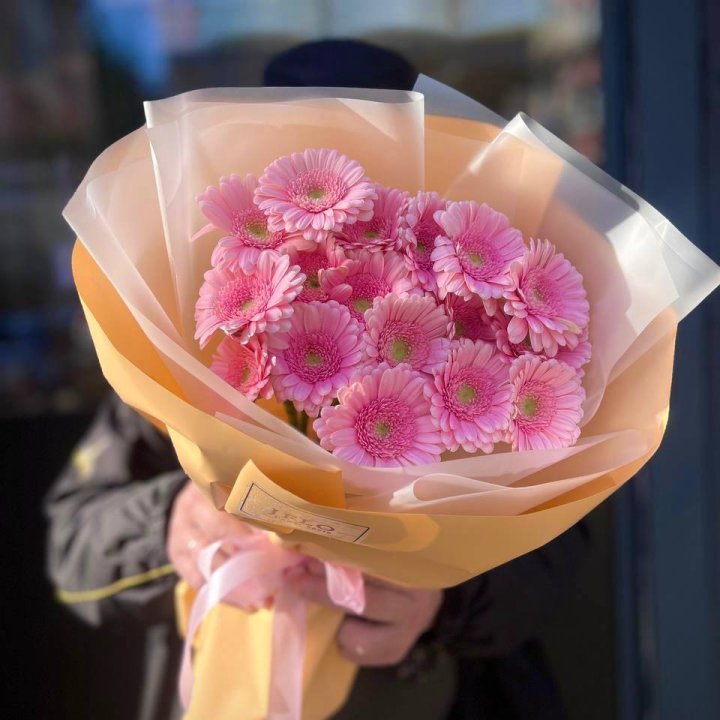 17 розовых гербер  в Петрозаводске