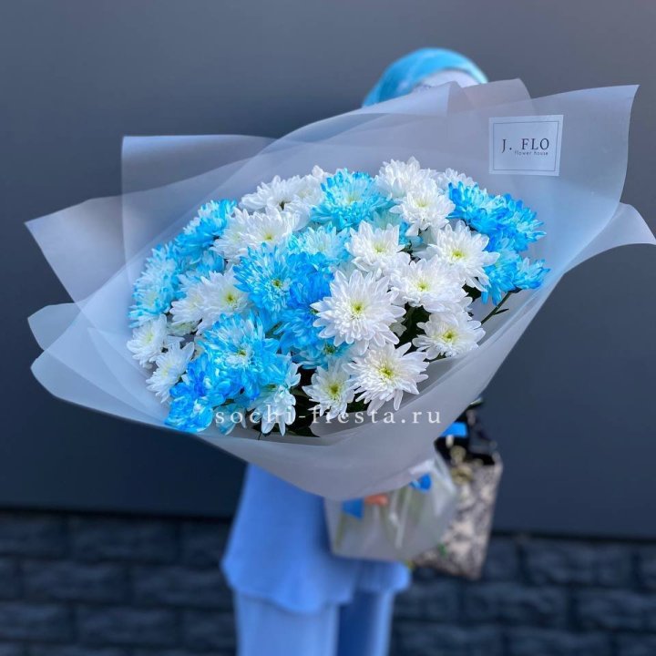 Букет хризантем "Голубая снежинка" в Петрозаводске
