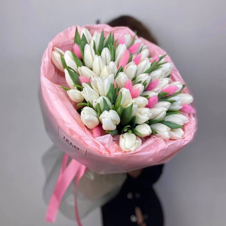 51 белый тюльпан "Рози" в Петрозаводске