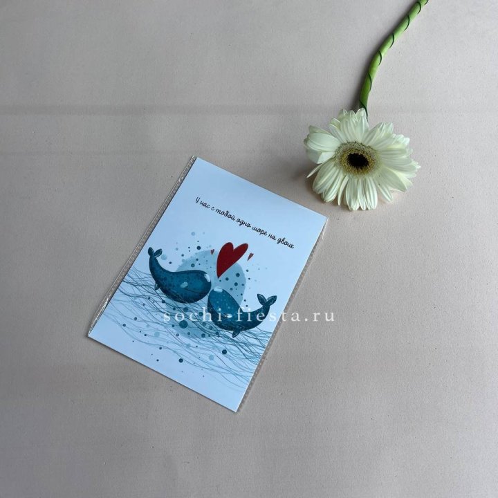 Открытка к букету "У нас с тобой одно море на двоих" в Петрозаводске