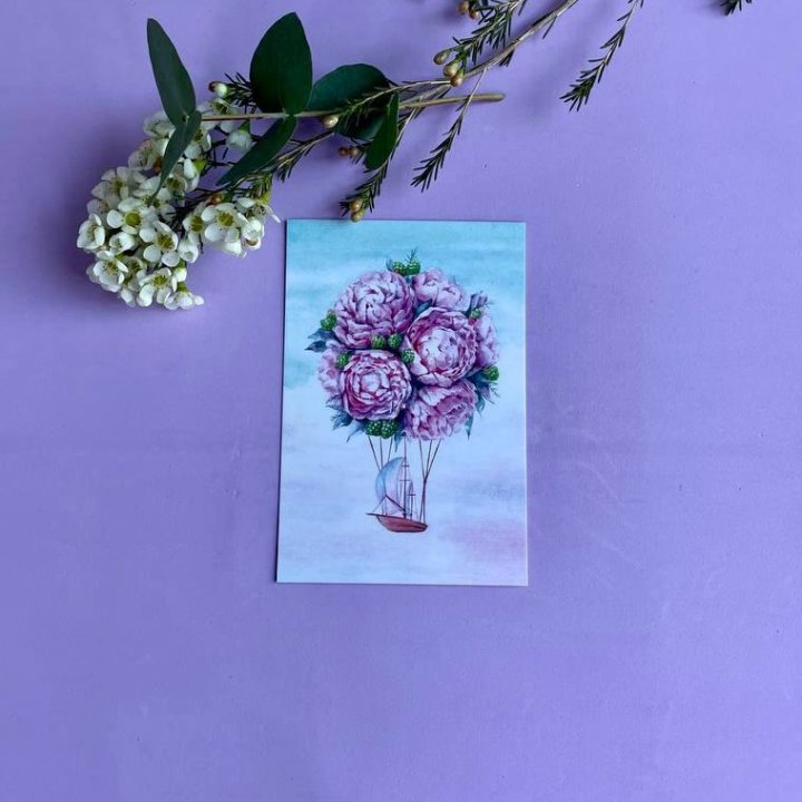 Открытка к букету "Пион" в Петрозаводске