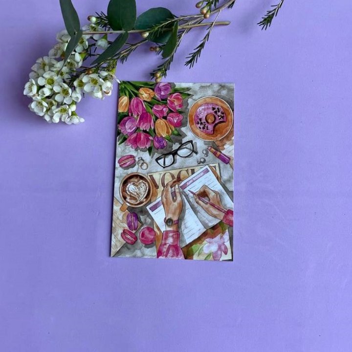 Открытка к букету "Леди на работе" в Петрозаводске