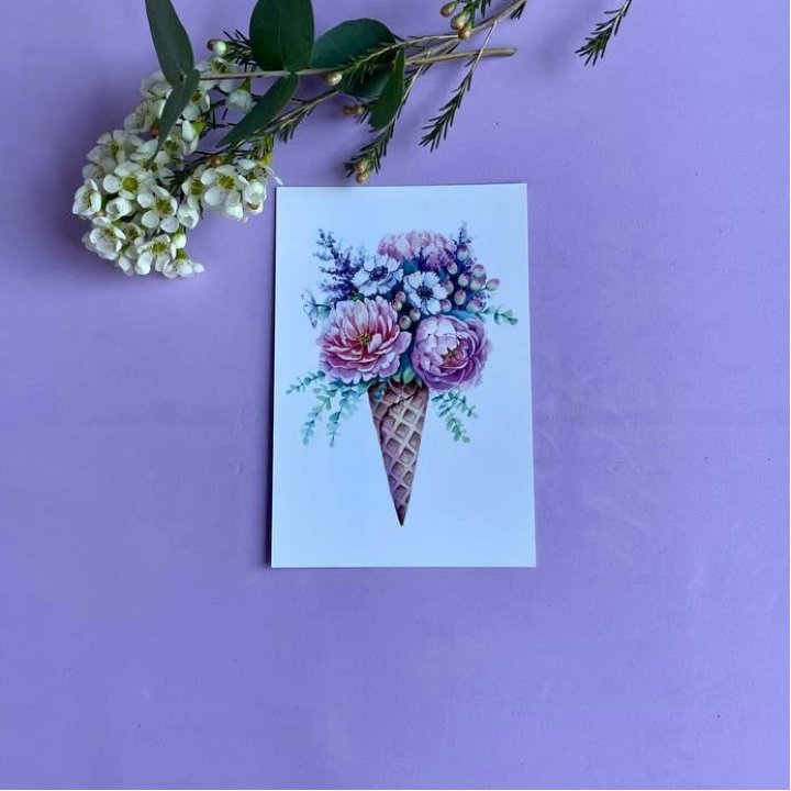 Открытка к букету "Цветочно-кремовый" в Петрозаводске