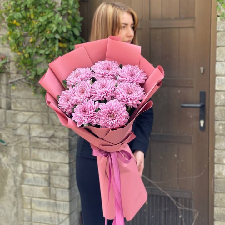 Букет хризантем розовый в Петрозаводске