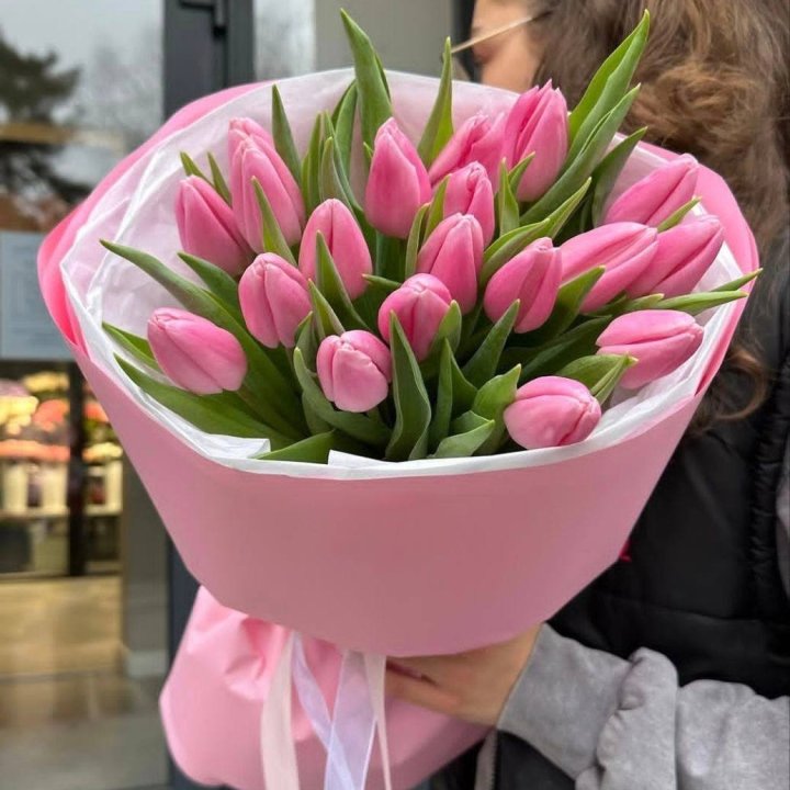  19 розовых тюльпанов в Петрозаводске